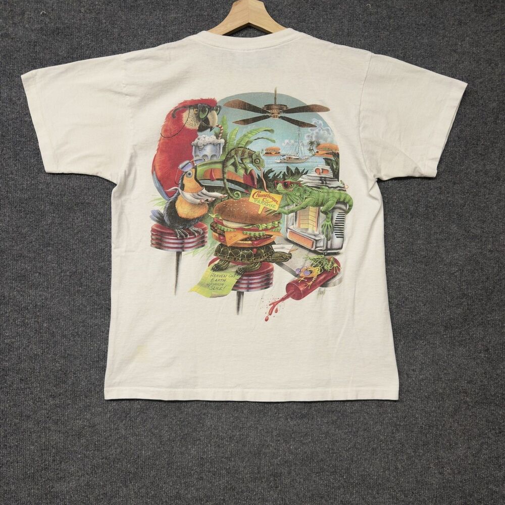 Vintage Caribbean Soul Cheeseburger In Paradise Graphic T Shirt Mens L 1995 Beer